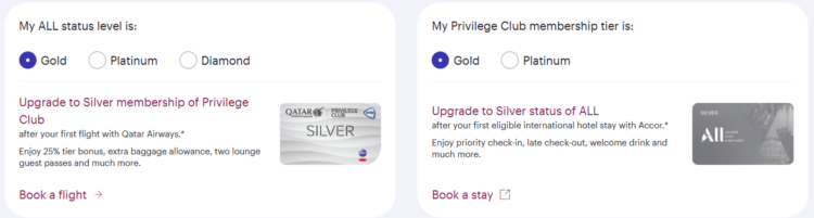 Qatar Airways Privilege Club Accor All Status Fast Track