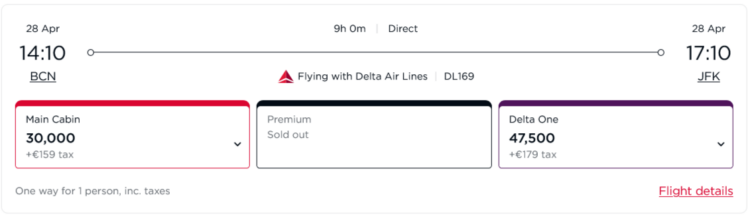 Flying Club Praemienflug Delta One Barcelona New York
