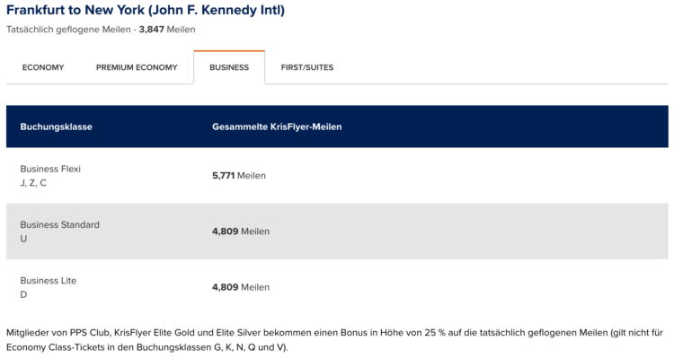 Krisflyer Bonus Meilen Screenshot