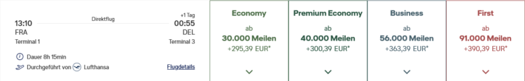 Miles And More Praemienflug Lufthansa First Class Frankfurt Delhi