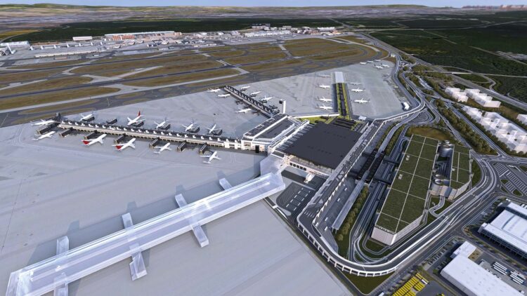Frankfurt Flughafen Terminal 3 Luftaufnahme 3d Copyright