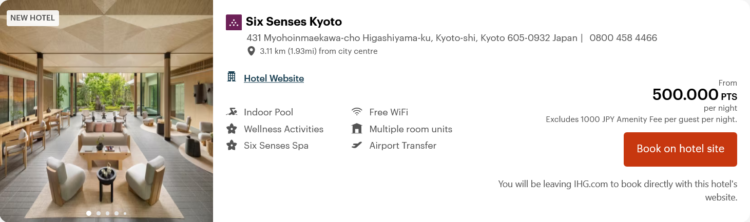 Ihg One Rewards Praemie Six Senses Kyoto