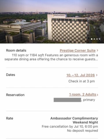 Intercontinental Berlin Buchung Ambassador Status Prestige Corner Suite