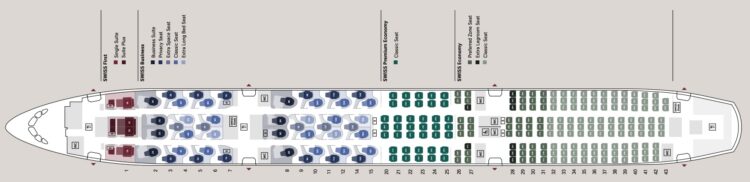 Swiss Airbus A350 900 Swiss Senses Seatmap