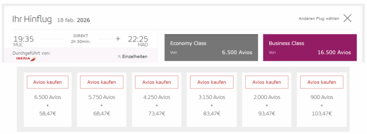 Iberia Club Praemienflug Iberia Economy Class Muenchen Madrid