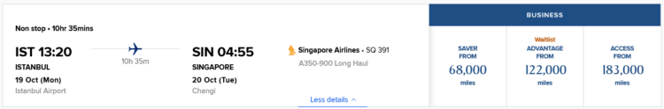 Krisflyer Praemienflug Singapore Business Class Istanbul Singapur