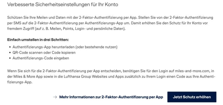 Miles And More 2 Faktor Authentifizierung Per App