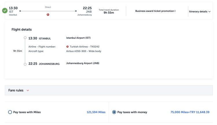 Miles And Smiles Praemienflug Turkish Airlines Business Class Istanbul Johannesburg Dezember 2026