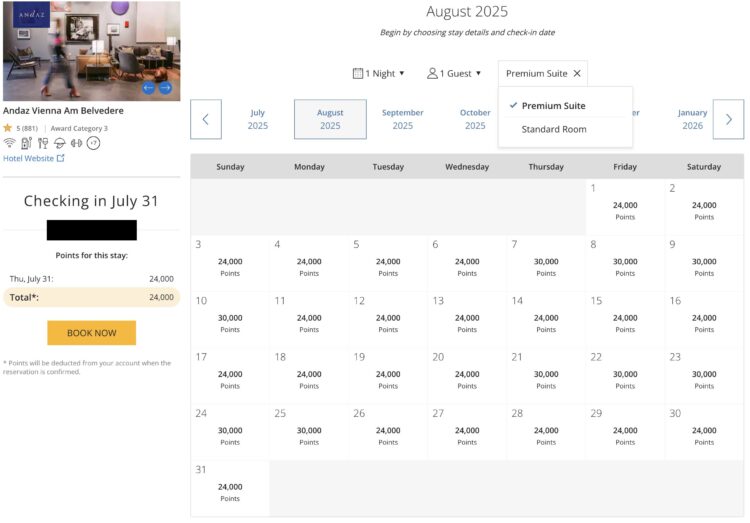 World Of Hyatt Points Kalendersuche Beispiel Andaz Vienna Am Belvedere August 2025