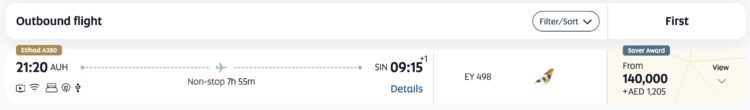 Etihad Guest Praemienflug Etihad First Class Abu Dhabi Singapur Mai 2026