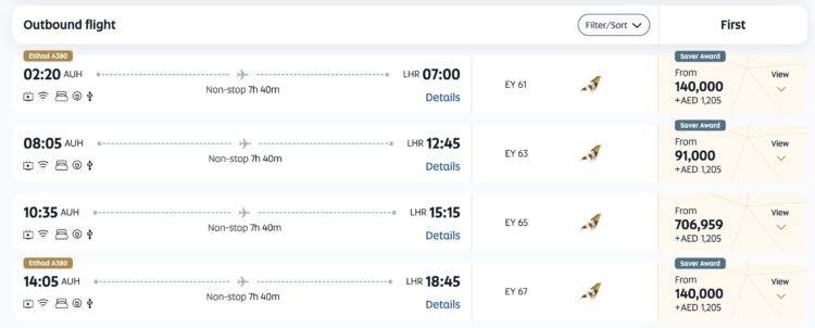 Etihad Guest Praemienflug Etihad First Class Apartment Abu Dhabi London Mai 2026