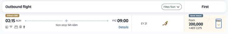 Etihad Guest Praemienflug Etihad First Class Apartment Abu Dhabi Toronto Mai 2026