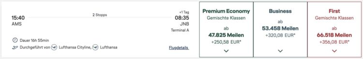 Miles And More Praemienflug Lufthansa First Class Amsterdam München Frankfurt Johannesburg