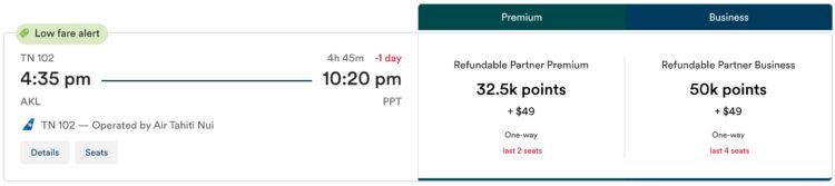 Atmos Rewards Praemienflug Air Tahiti Nui Auckland Papeete