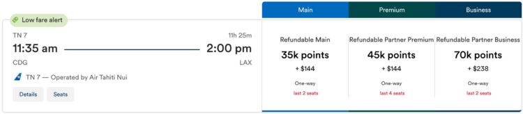 Atmos Rewards Praemienflug Air Tahiti Nui Business Class Paris Los Angeles