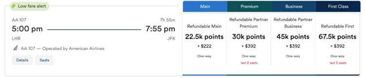 Atmos Rewards Praemienflug American Airlines First Class London New York