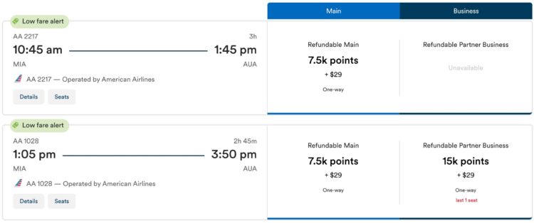 Atmos Rewards Praemienflug American Airlines Miami Aruba