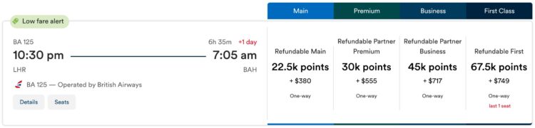 Atmos Rewards Praemienflug British Airways First Class London Bahrain