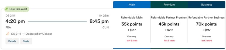 Atmos Rewards Praemienflug Condor Business Class Frankfurt Cancun