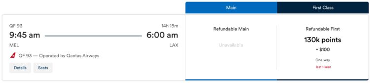 Atmos Rewards Praemienflug Qantas A380 First Class Melbourne Los Angeles