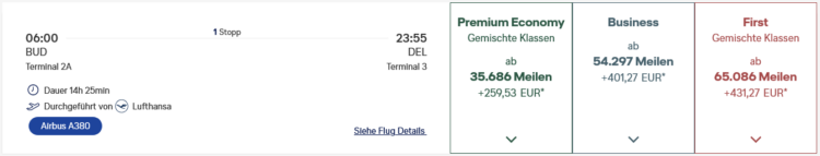 Miles And More Praemienflug Lufthansa First Class Budapest Muenchen Delhi
