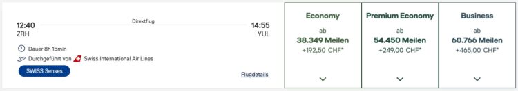 Swiss Senses Airbus A350 Zurich Montreal Miles And More Meilenpreise Februar 2026