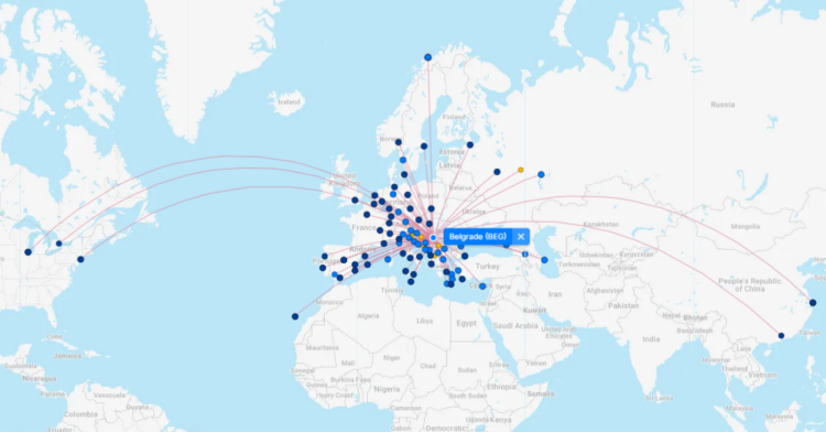 Air Serbia Streckennetz Flightconnections April 2026