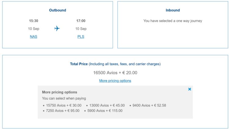 British Airways Club Praemienflug British Airways Business Class Nassau Providenciales Nebenreisezeit