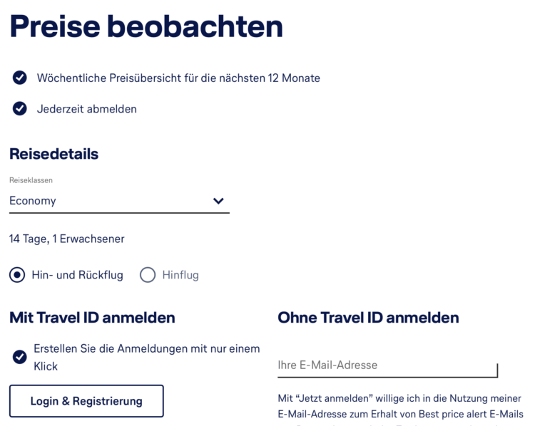 Lufthansa Best Price Alert