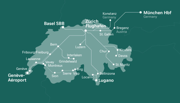 Swiss Airrail Streckennetz April 2026