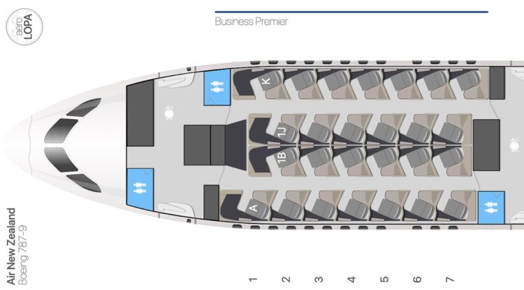 Air New Zealand Seatmap Boeing 787 9 Business Class Neu Aerolopa Copyright
