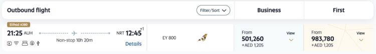 Etihad Guest Praemienflug Etihad Business Class Abu Dhabi Tokio Narita Juni 2026