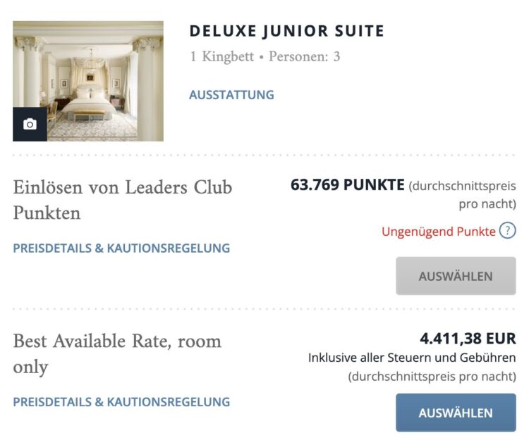 Lhw Punktebuchung Ritz Paris Junior Deluxe Suite Dezember 2025