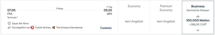 Miles And More Praemienflug Gemischte Reiseklassen Turkish Airlines Thai Airways Economy Business Frankfurt Bangkok