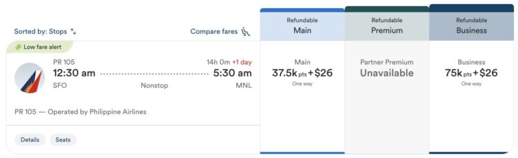 Alaska Air Atmos Rewards Praemienflug Philippine Airlines Business Class San Francisco Manila August 2026