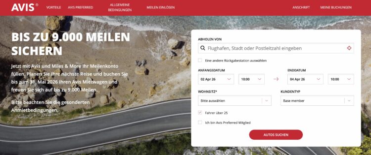 Miles And More Avis Meilen Aktion April Mai 2026