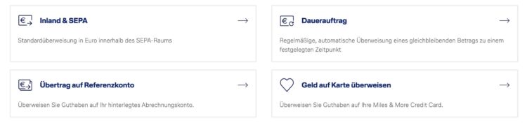 Miles And More Kreditkarte Ueberweisungsservice Arten Uebersicht