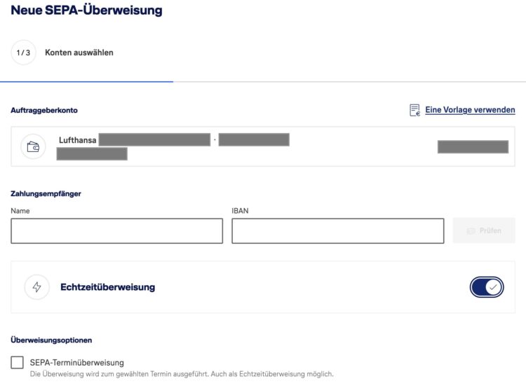 Miles And More Kreditkarte Ueberweisungsservice Neue Sepa Ueberweisung
