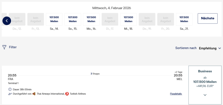 Miles And More Praemienflug Thai Airways Turkish Airlines Business Class Frankfurt Bangkok Singapur Melbourne