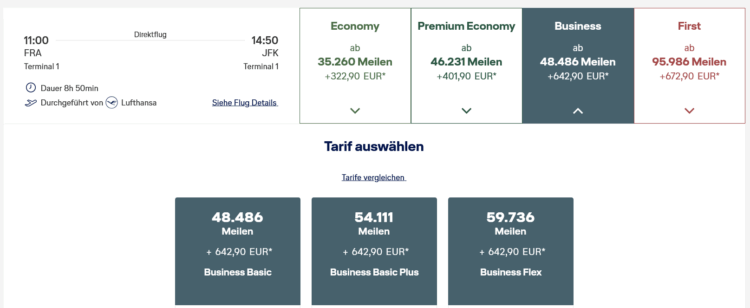 Miles And More Praemienflug Lufthansa Business Class Frankfurt New York