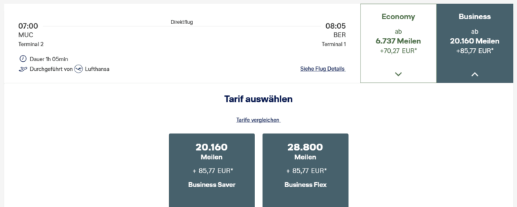 Miles And More Praemienflug Lufthansa Business Class Muenchen Berlin