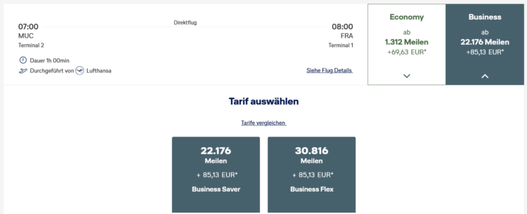Miles And More Praemienflug Lufthansa Business Class Muenchen Frankfurt