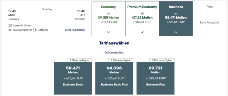 Miles And More Praemienflug Lufthansa Business Class Muenchen New York