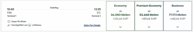 Miles And More Praemienflug Lufthansa Frankfurt Saint Louis