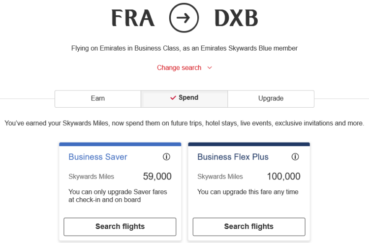 Emirates Skywards Calculator Emirates Business Class Frankfurt Dubai Oneway