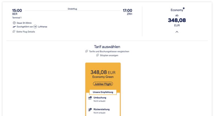 Lufthansa Jubilaeumsflug April 2026 Berlin Zuerich