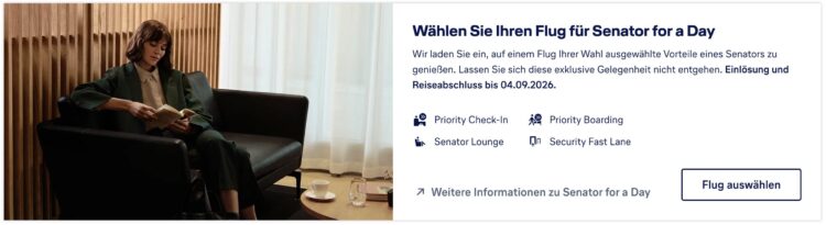 Miles And More Senator For A Day Lufthansa Auswahl Buchung