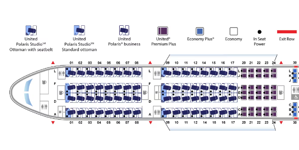 United Airlines Boeing 787 9 Neue Polaris Business Class Seatmap