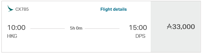 Asia Miles Praemienflug Cathay Business Class Hongkong Bali