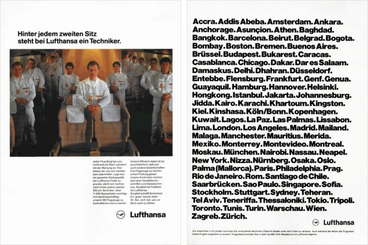 Lufthansa Hinter Jedem Zweiten Sitz Steht Bei Lufthansa Ein Techniker Werbung Copyright